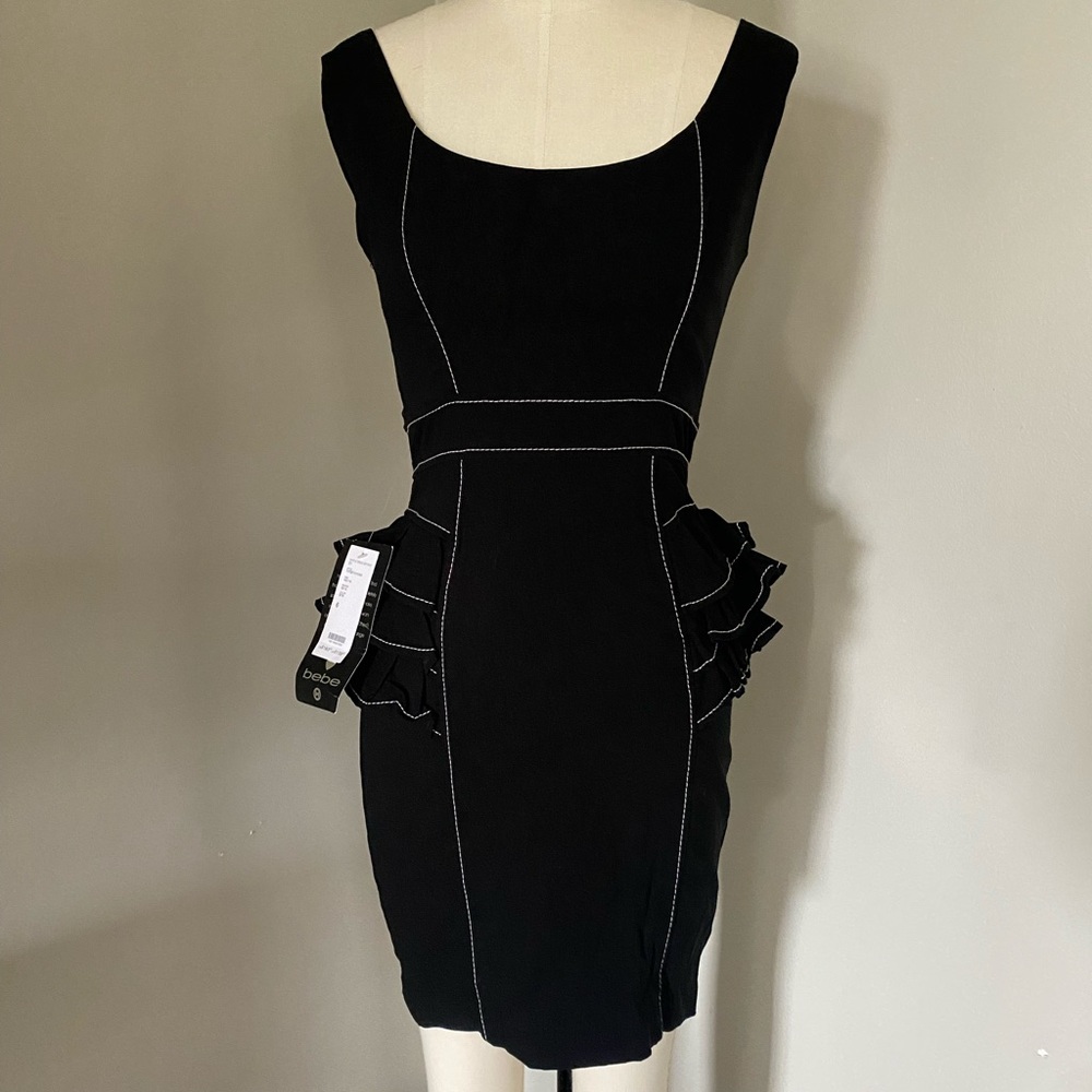 bebe- black ruffle dress